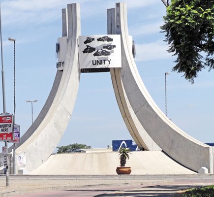 Polokwane gateway sculpture on the road round about.
